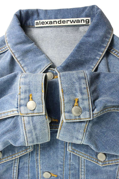 ALEXANDER WANG Oversized Brushed Denim Jacket Blue Size M