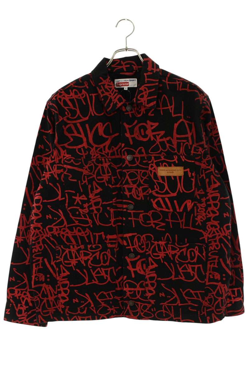 SUPREME 18AW CDG Shirt Painted Canvas Chore Coat Size M