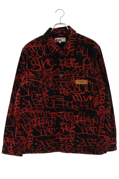SUPREME 18AW CDG Shirt Painted Canvas Chore Coat Size M