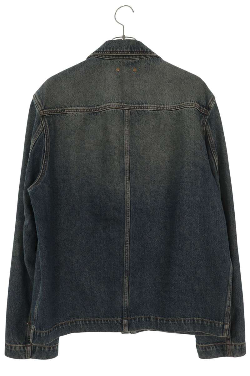 LOUISVUITTON 23AW Embossed Monogram Zip Denim Jacket Size 48