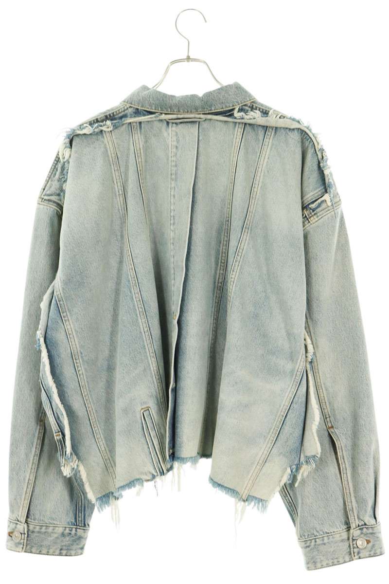 BALENCIAGA Oversized Cut-Off Denim Jacket Light Blue Size XS