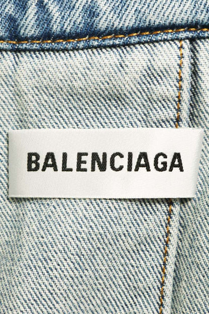 BALENCIAGA Oversized Cut-Off Denim Jacket Light Blue Size XS