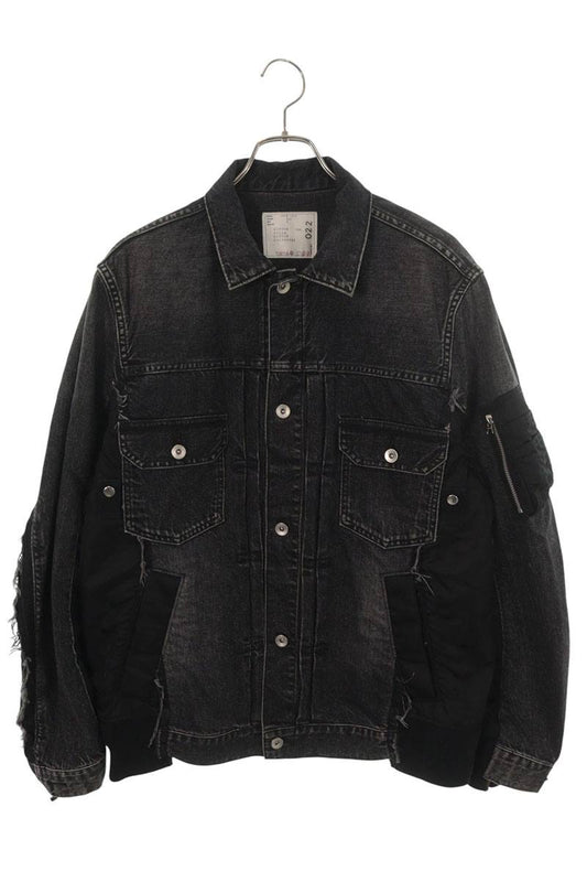 Sacai 21AW MA-1 Docking Denim Jacket Black Size 3