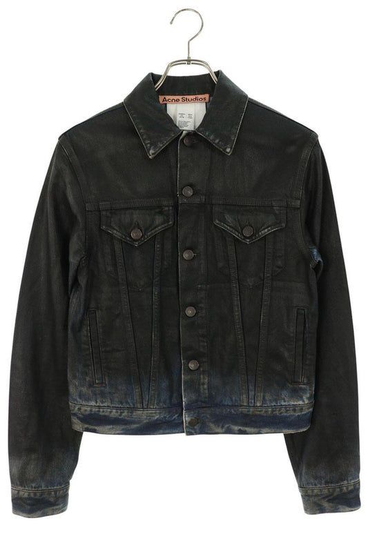 ACNE STUDIOS Coated Denim Jacket Black Size XXXS