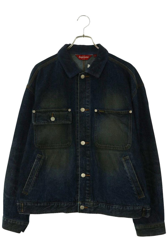 SUPREME 25AW Distressed Selvedge Trucker Jacket Size L