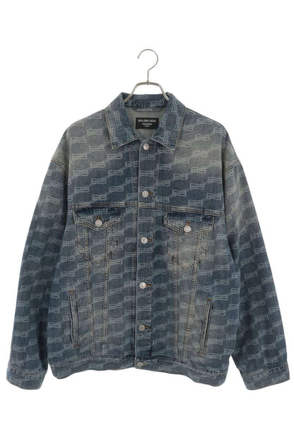 BALENCIAGA 22AW BB Logo Monogram Denim Jacket Size XS