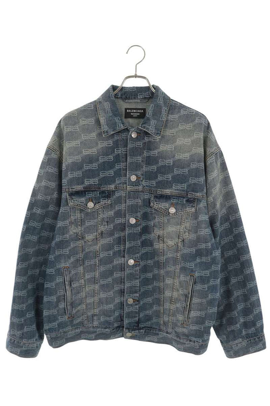 BALENCIAGA 22AW BB Logo Monogram Denim Jacket Size XS