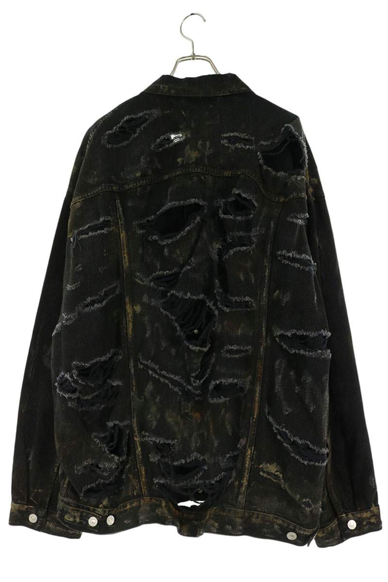 BALENCIAGA Super Distressed Oversized Jacket Black Size 2