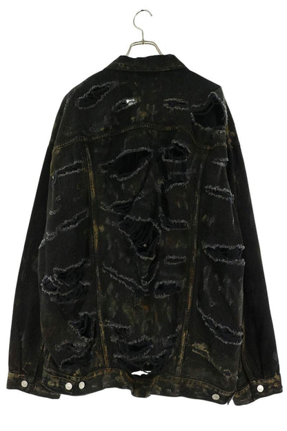 BALENCIAGA Super Distressed Oversized Jacket Black Size 2