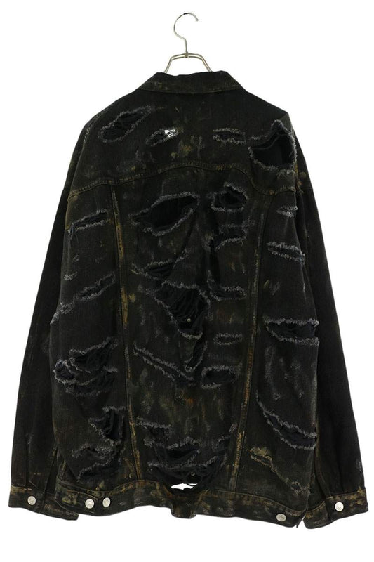 BALENCIAGA Super Distressed Oversized Jacket Black Size 2