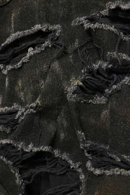 BALENCIAGA Super Distressed Oversized Jacket Black Size 2