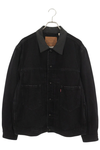 LEVI'S 2nd Type Leather Collar Trucker Jacket Black Size L