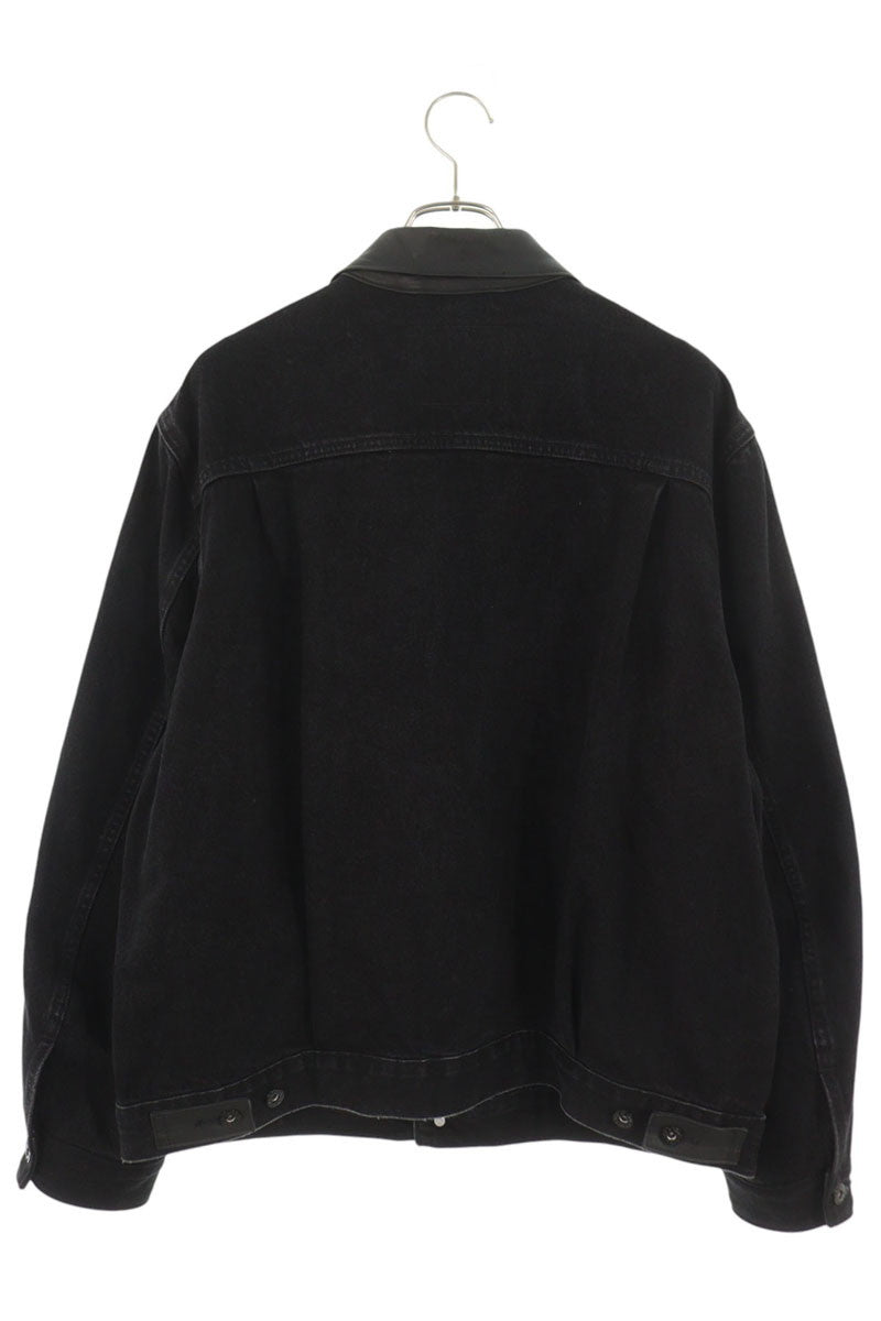 LEVI'S 2nd Type Leather Collar Trucker Jacket Black Size L