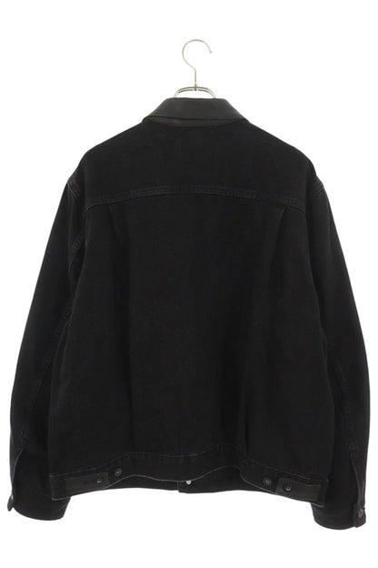 LEVI'S 2nd Type Leather Collar Trucker Jacket Black Size L