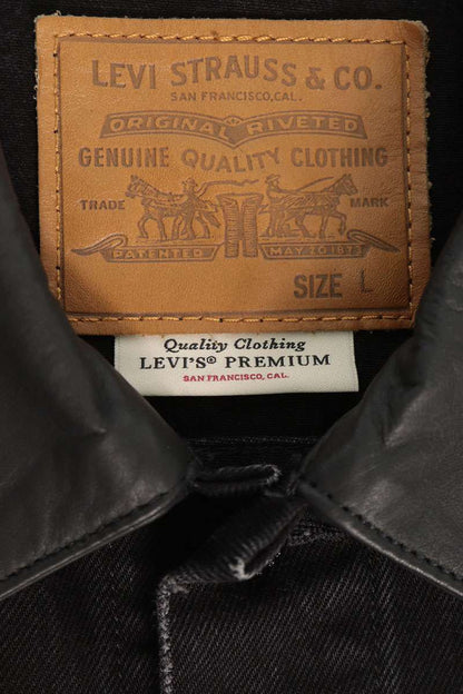 LEVI'S 2nd Type Leather Collar Trucker Jacket Black Size L