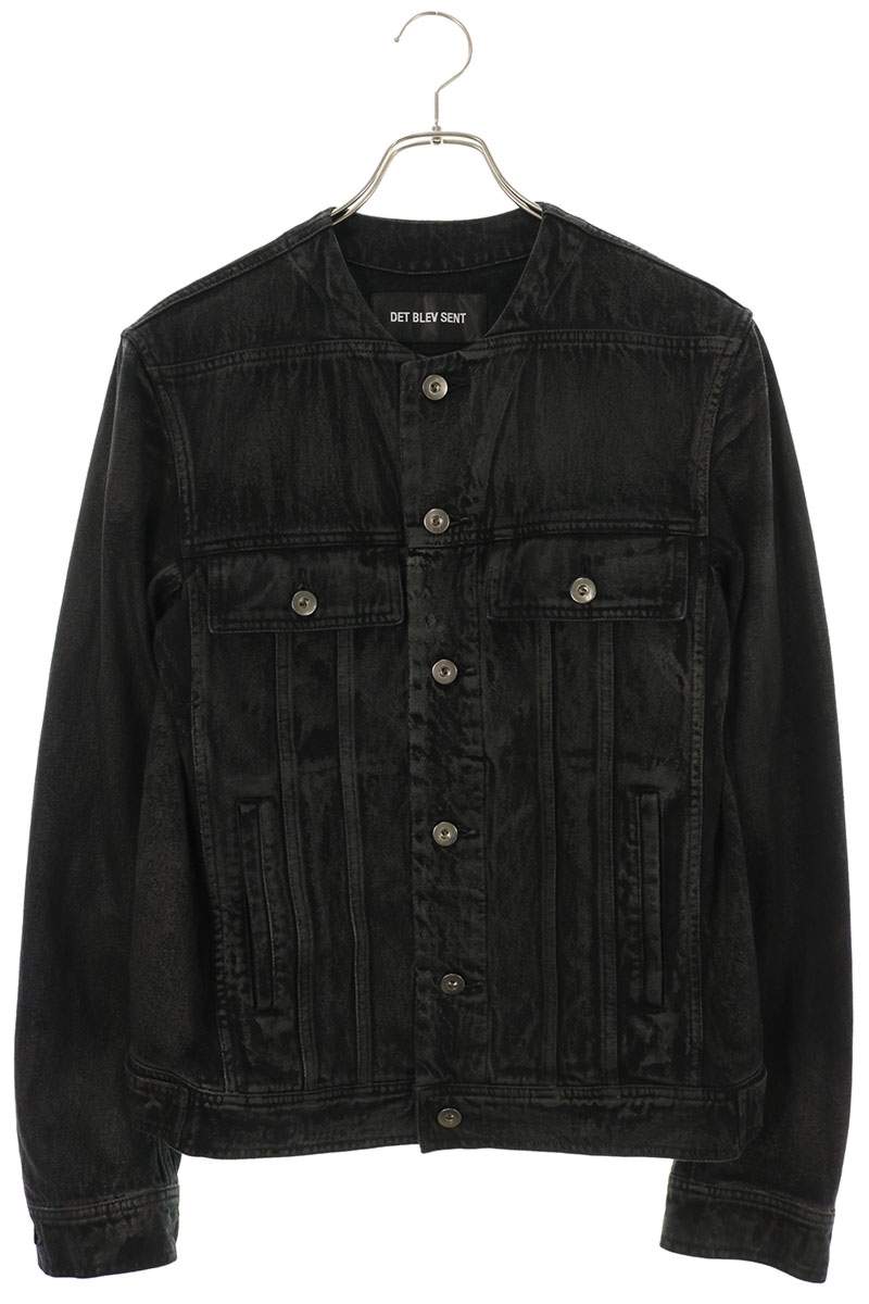 DET BLEV SENT No Collar Coated Denim Jacket Black Size S