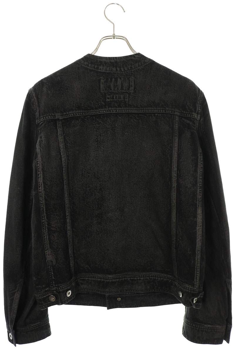 DET BLEV SENT No Collar Coated Denim Jacket Black Size S