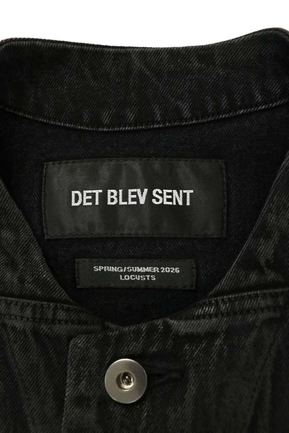 DET BLEV SENT No Collar Coated Denim Jacket Black Size S