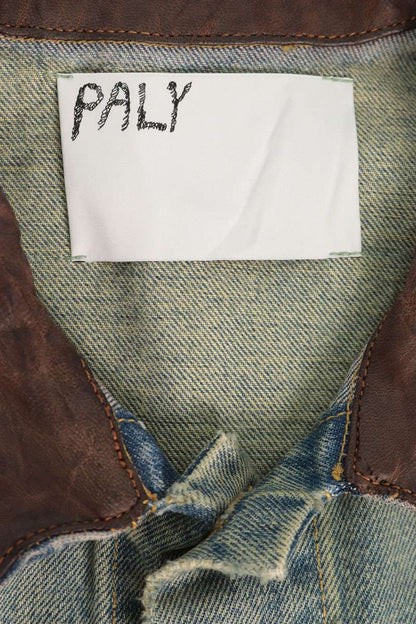 Paly Hollywood BUFFALO 66 Leather Collar Denim Jacket Size L