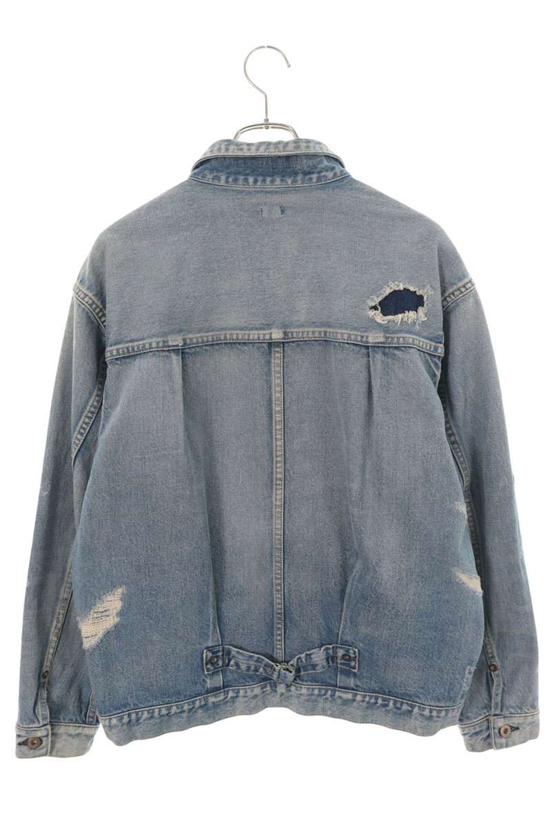 SEQUEL Distressed Repair Denim Jacket Indigo Size L