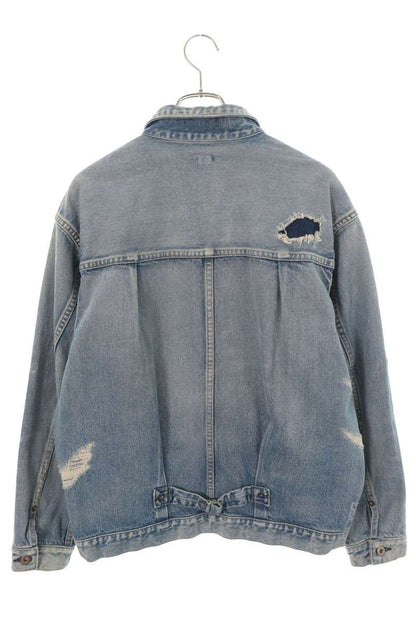 SEQUEL Distressed Repair Denim Jacket Indigo Size L