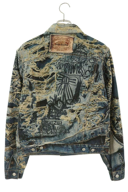 ACNE STUDIOS Transfer Print Denim Jacket Indigo Size 46