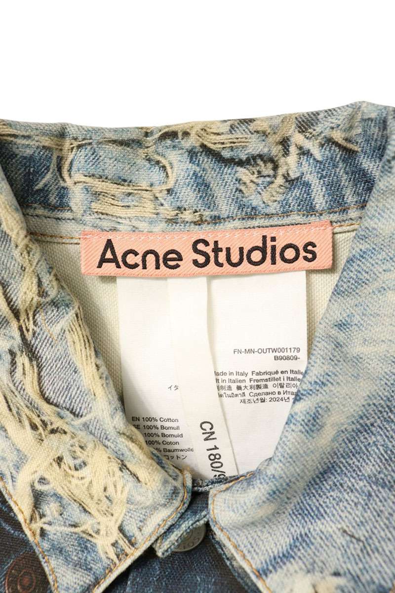 ACNE STUDIOS Transfer Print Denim Jacket Indigo Size 46