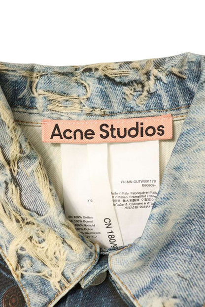 ACNE STUDIOS Transfer Print Denim Jacket Indigo Size 46