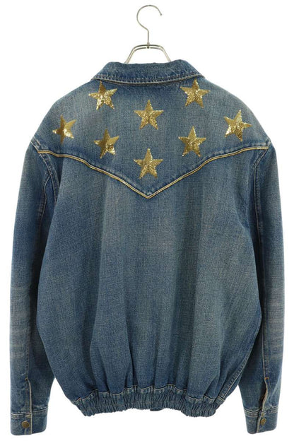 CELINE 22SS Star Embroidered Loose Denim Teddy Jacket Size M