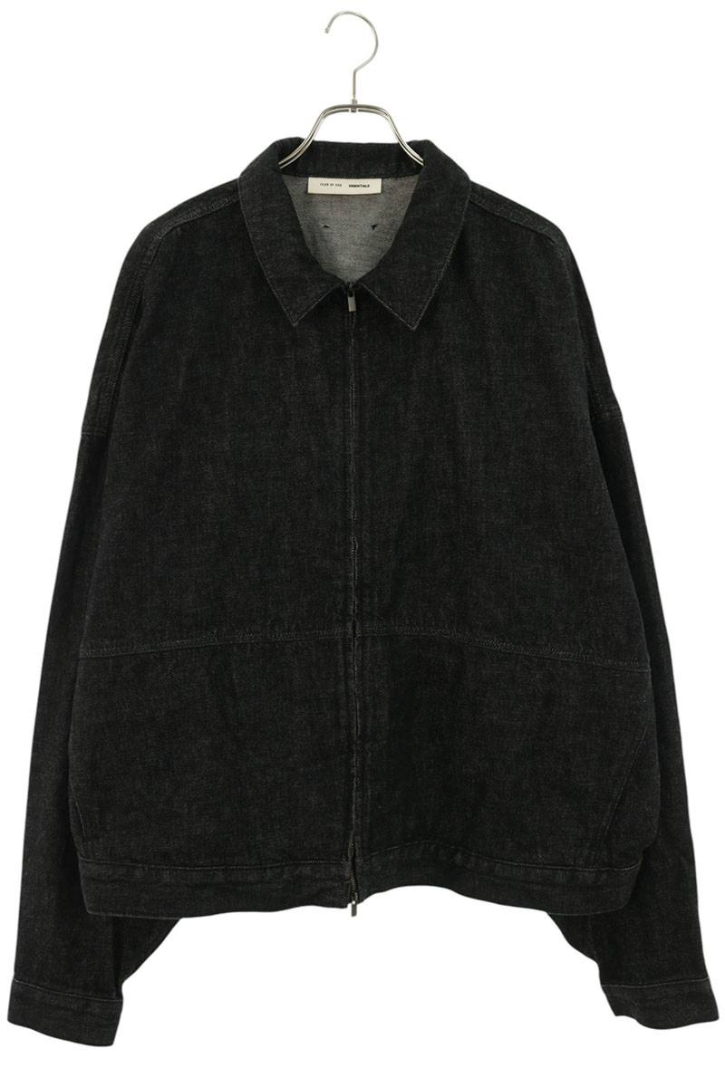 FOG ESSENTIALS Zip Up Denim Jacket Black Size XXL