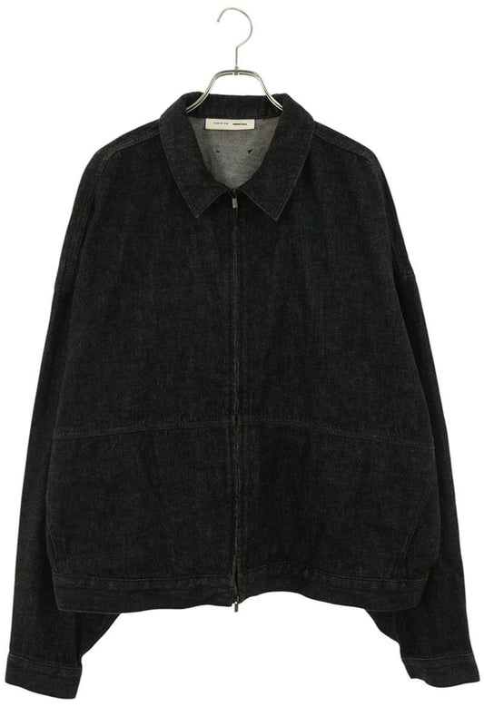 FOG ESSENTIALS Zip Up Denim Jacket Black Size XXL