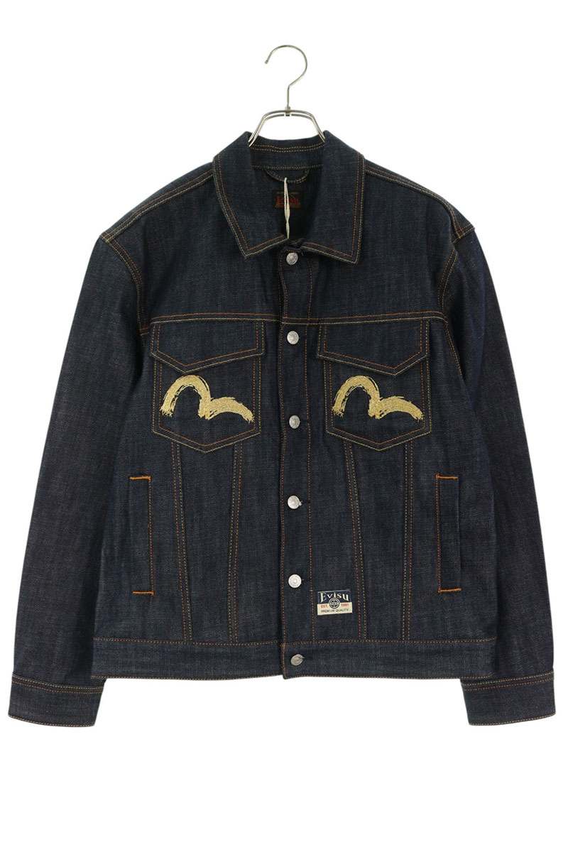 EVISU Hakutaku Embroidery Indigo Denim Jacket Size M