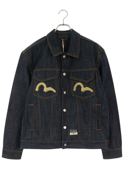 EVISU Hakutaku Embroidery Indigo Denim Jacket Size M