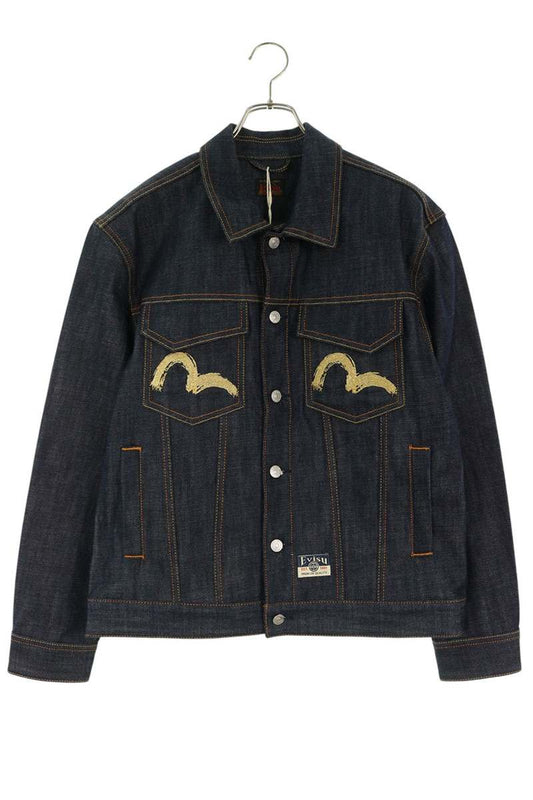 EVISU Hakutaku Embroidery Indigo Denim Jacket Size M