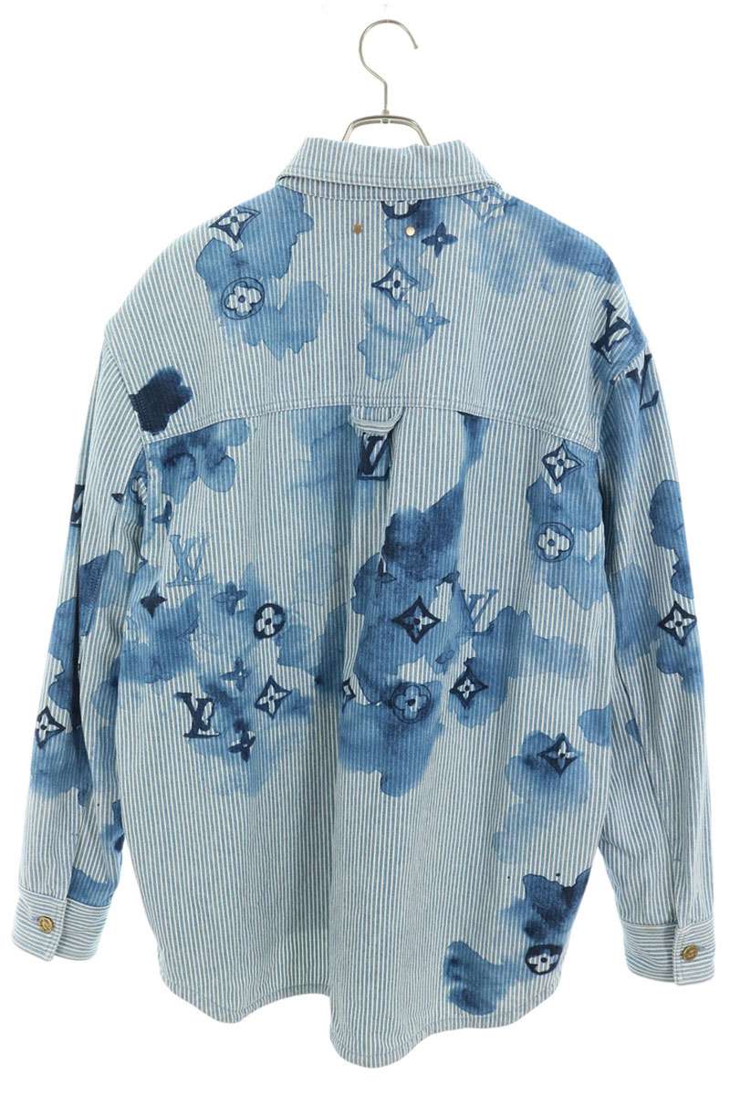 LOUISVUITTON Monogram Work Stripe Denim Light Blue Jacket Size XXL