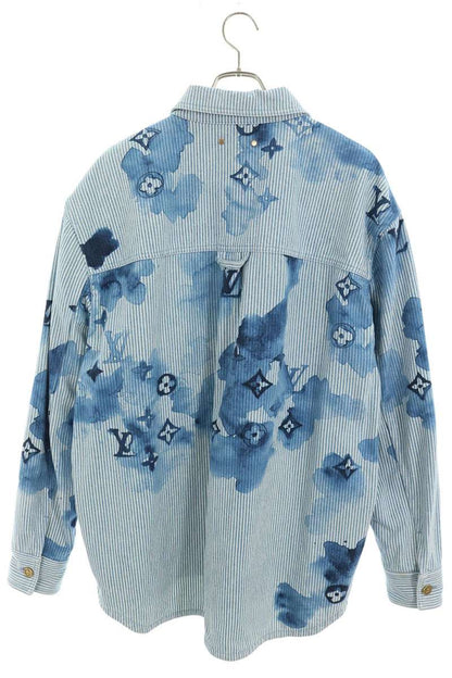 LOUISVUITTON Monogram Work Stripe Denim Light Blue Jacket Size XXL