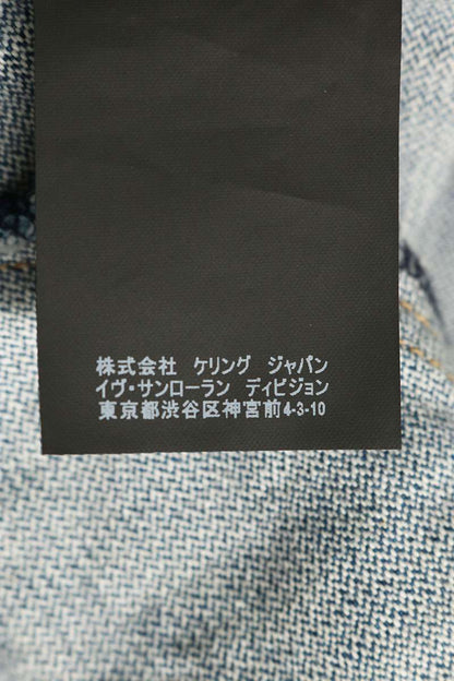 SAINT LAURENT PARIS Distressed Denim Jacket Indigo Size XS