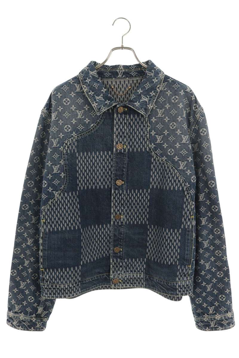 LOUISVUITTON 20AW Giant Damier Waves Denim Jacket Size 56