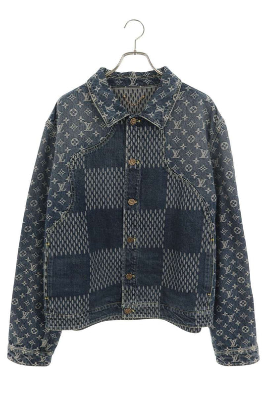 LOUISVUITTON 20AW Giant Damier Waves Denim Jacket Size 56