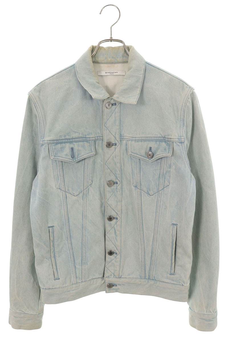 GIVENCHY Logo Print Denim Jacket Light Blue Size M