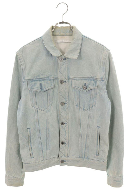 GIVENCHY Logo Print Denim Jacket Light Blue Size M