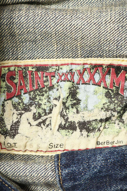 SAINT MICHAEL Vintage Distressed Denim Jacket Indigo Size XL