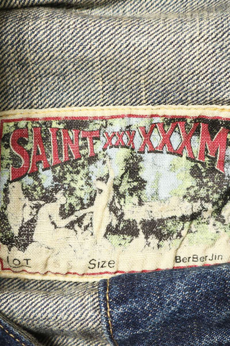SAINT MICHAEL Vintage Distressed Denim Jacket Indigo Size XL