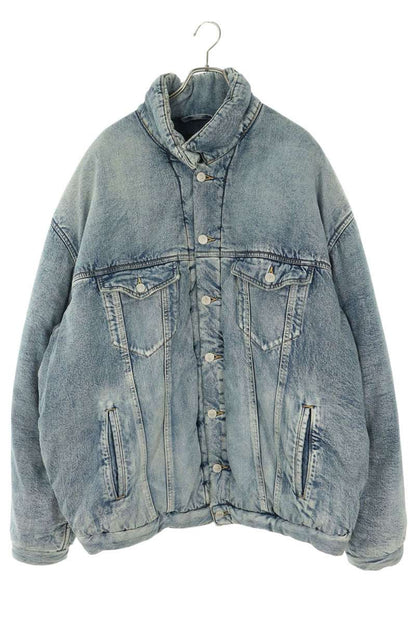 BALENCIAGA Oversized Padded Denim Jacket Blue Size 46