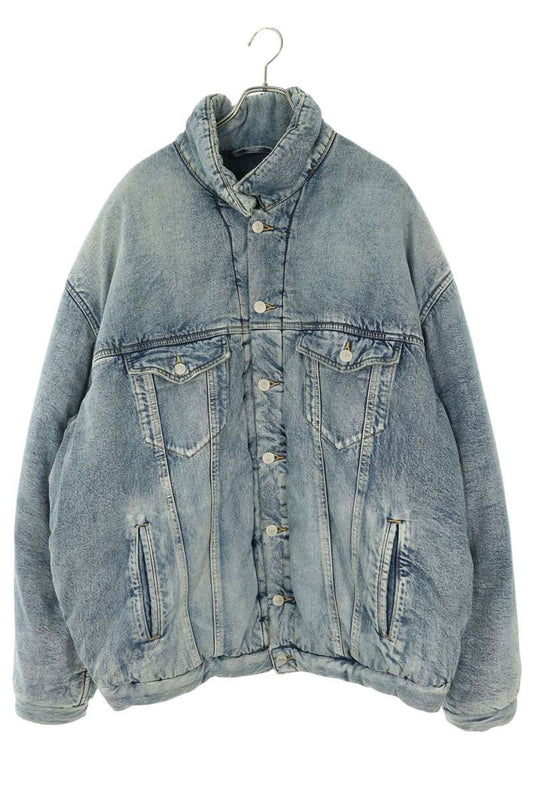 BALENCIAGA Oversized Padded Denim Jacket Blue Size 46