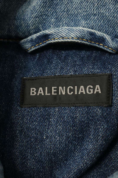 BALENCIAGA Oversized Padded Denim Jacket Blue Size 46