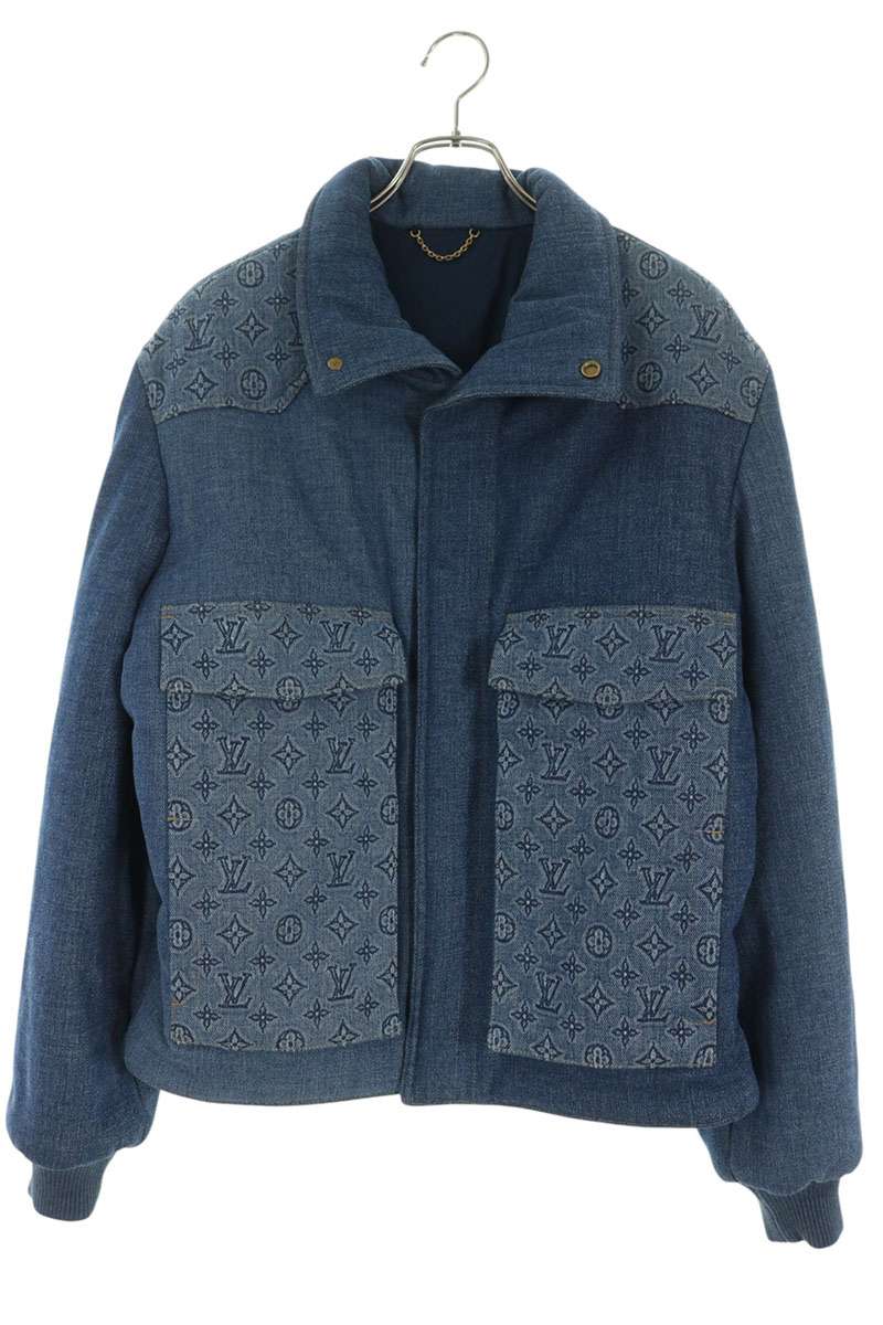 LOUISVUITTON 23SS Monogram Padded Denim Jacket Blue Size 48