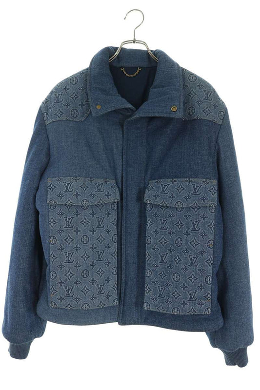 LOUISVUITTON 23SS Monogram Padded Denim Jacket Blue Size 48