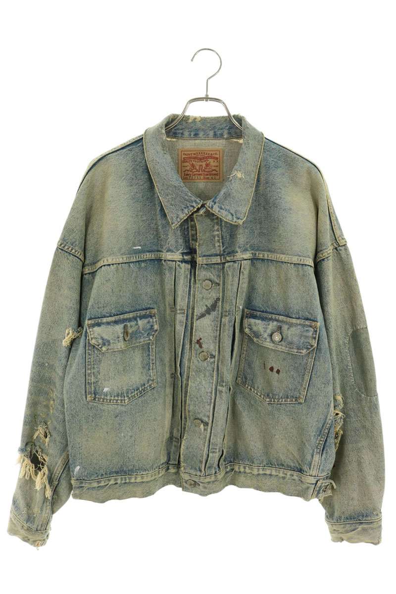 SAINT MICHAEL 23AW Distressed Denim Jacket Blue Size L