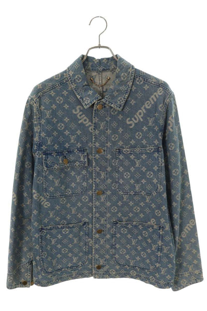 SUPREME LOUISVUITTON 17AW LV Jacquard Chore Coat Jacket Size 46